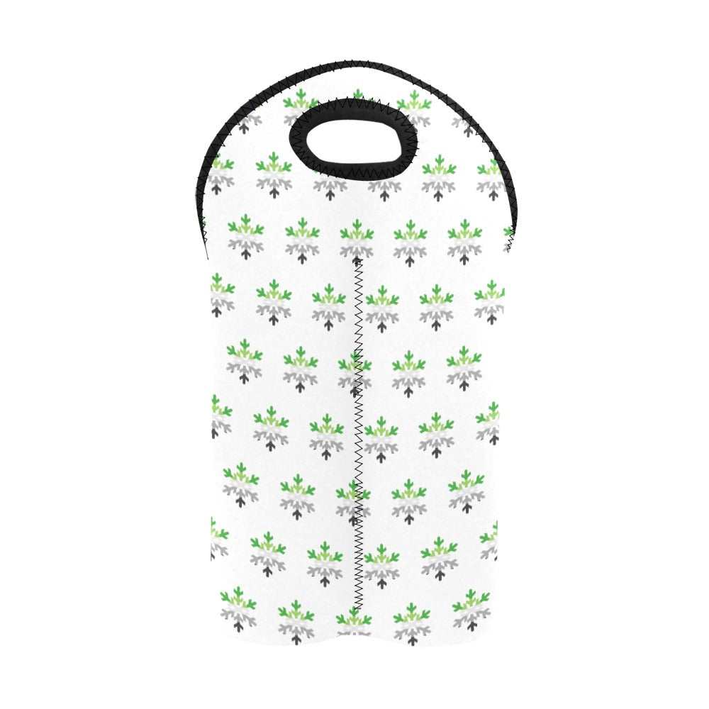 Aromantic Pride Flag Snowflake 2-Bottle Neoprene Wine Bag