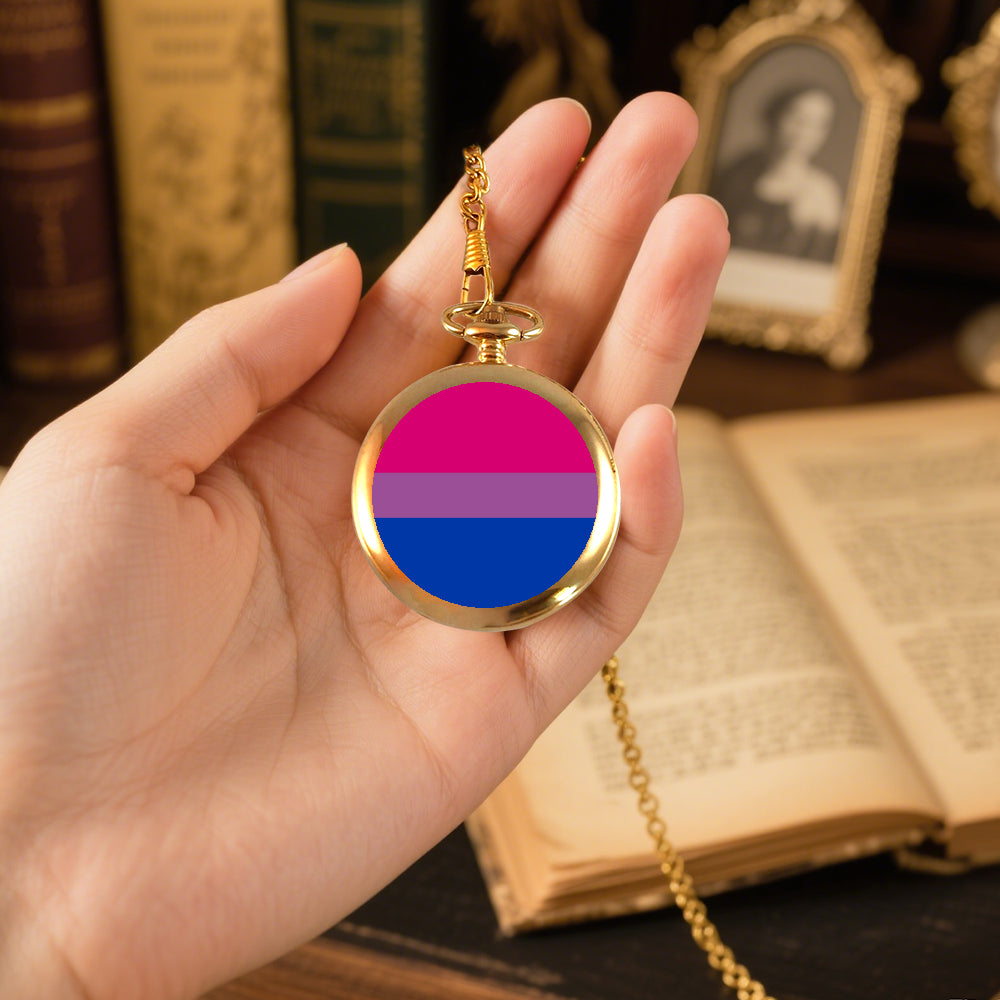 Bisexual Pride Flag Round Pocket Watch