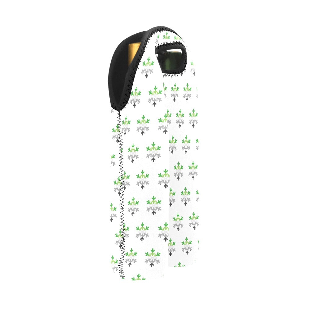 Aromantic Pride Flag Snowflake 2-Bottle Neoprene Wine Bag