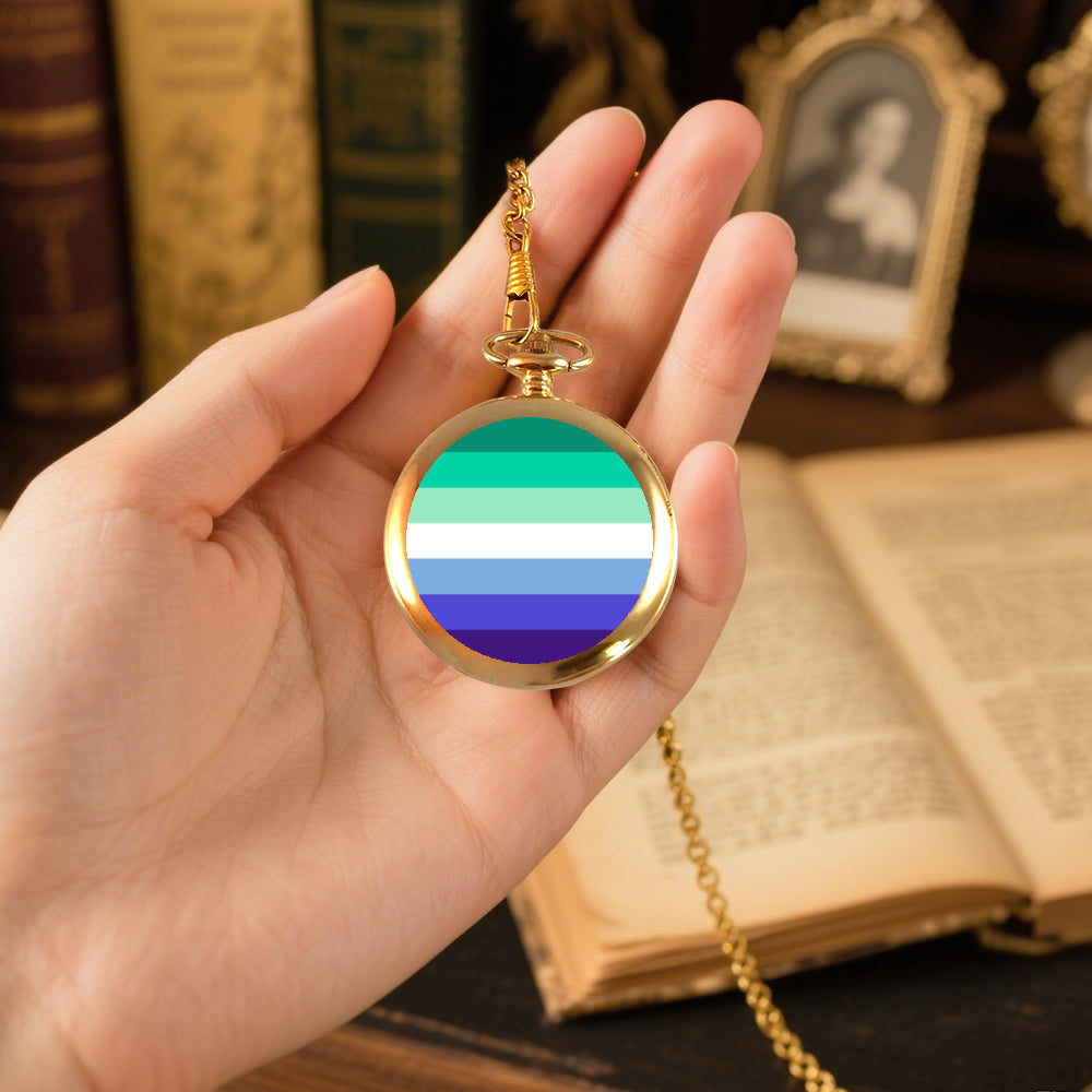MLM Pride Flag Round Pocket Watch