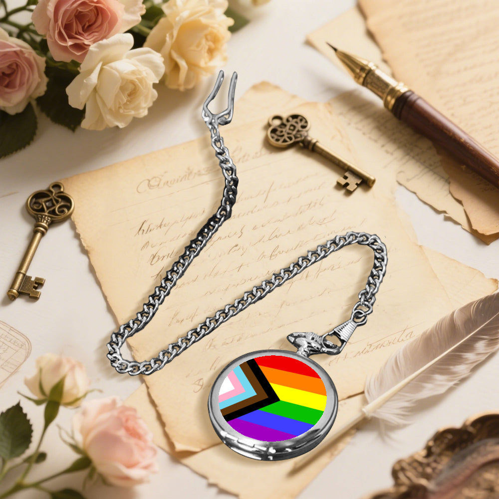 Progress Pride Flag Round Pocket Watch