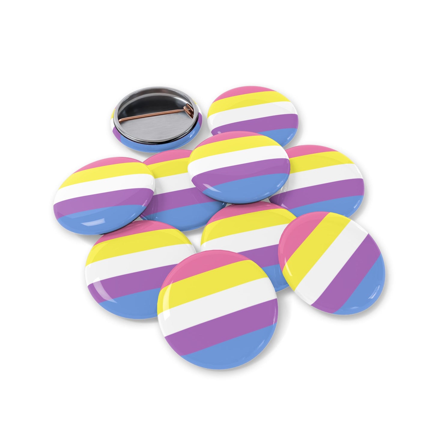 Bigender Pride Flag Round Pins - Multiple Sizes