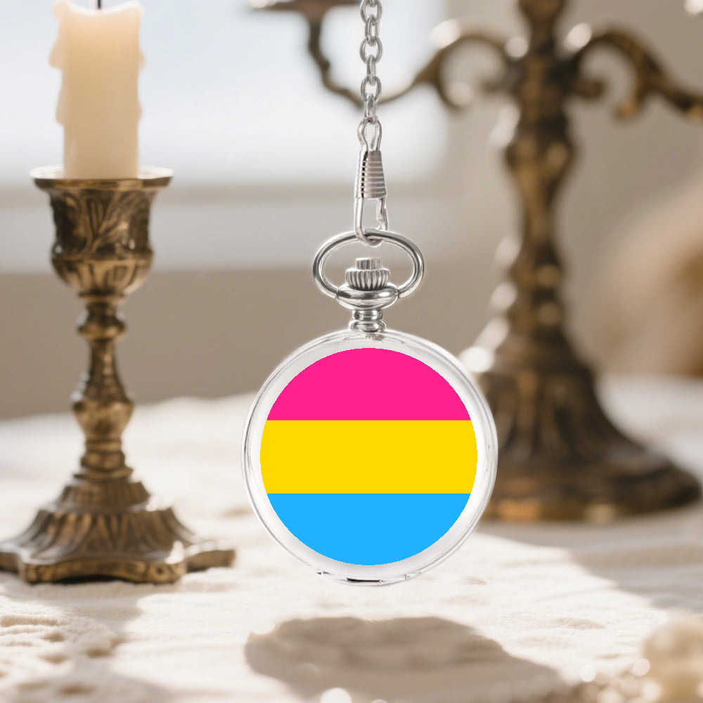 Pansexual Pride Flag Round Pocket Watch