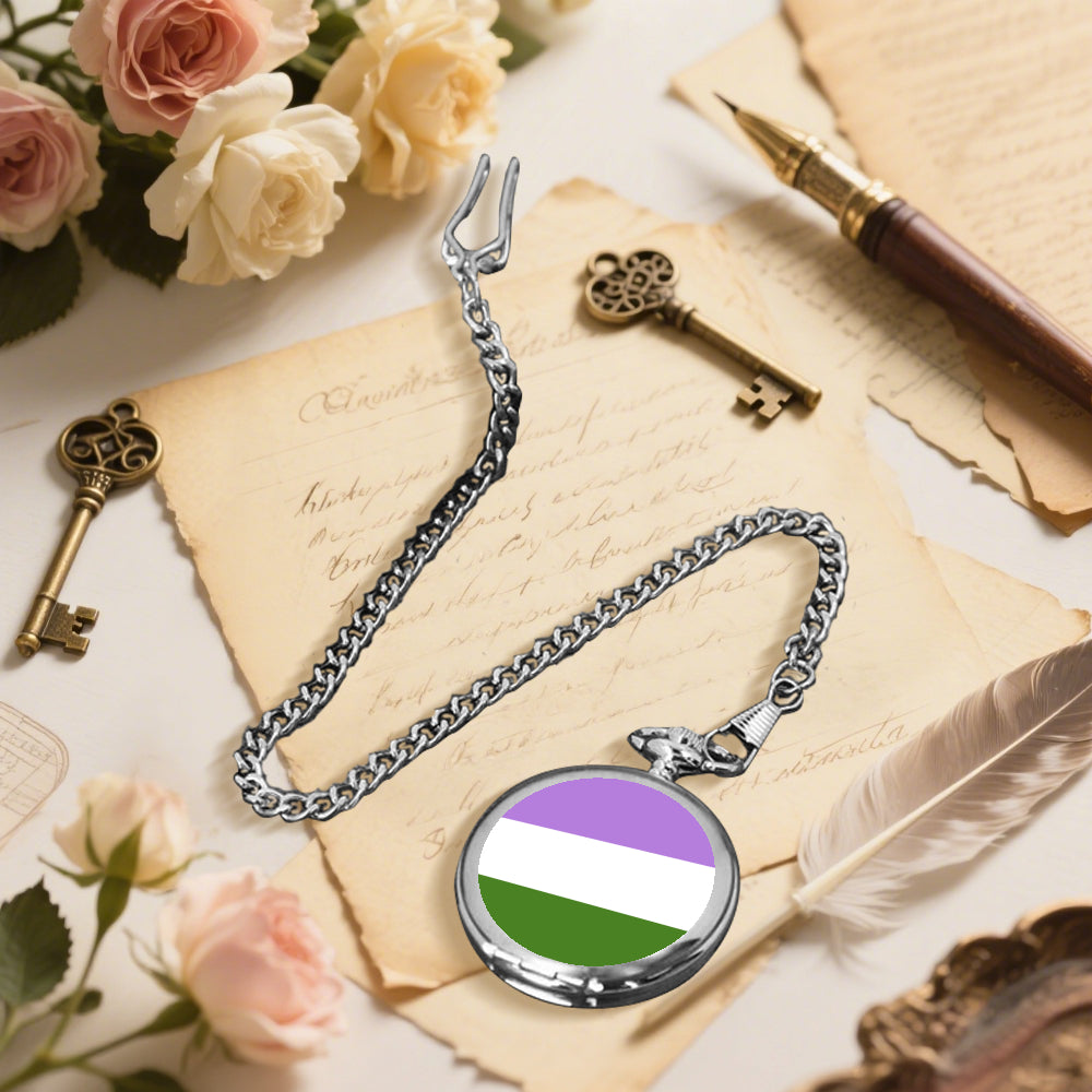 Genderqueer Pride Flag Round Pocket Watch