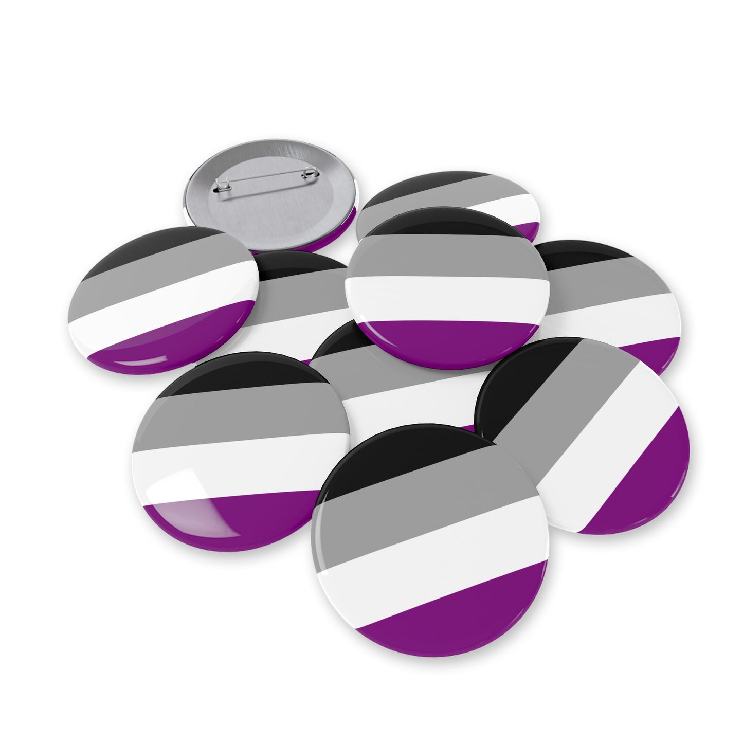 Asexual Pride Flag Round Pins - Multiple Sizes