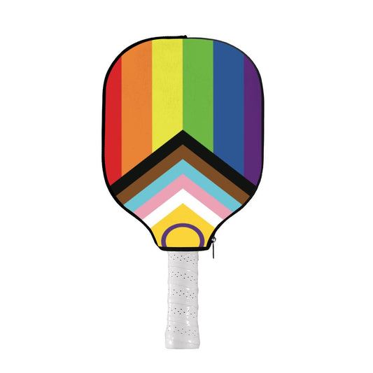 Inclusive Progress Pride Flag Pickleball Paddle Cover