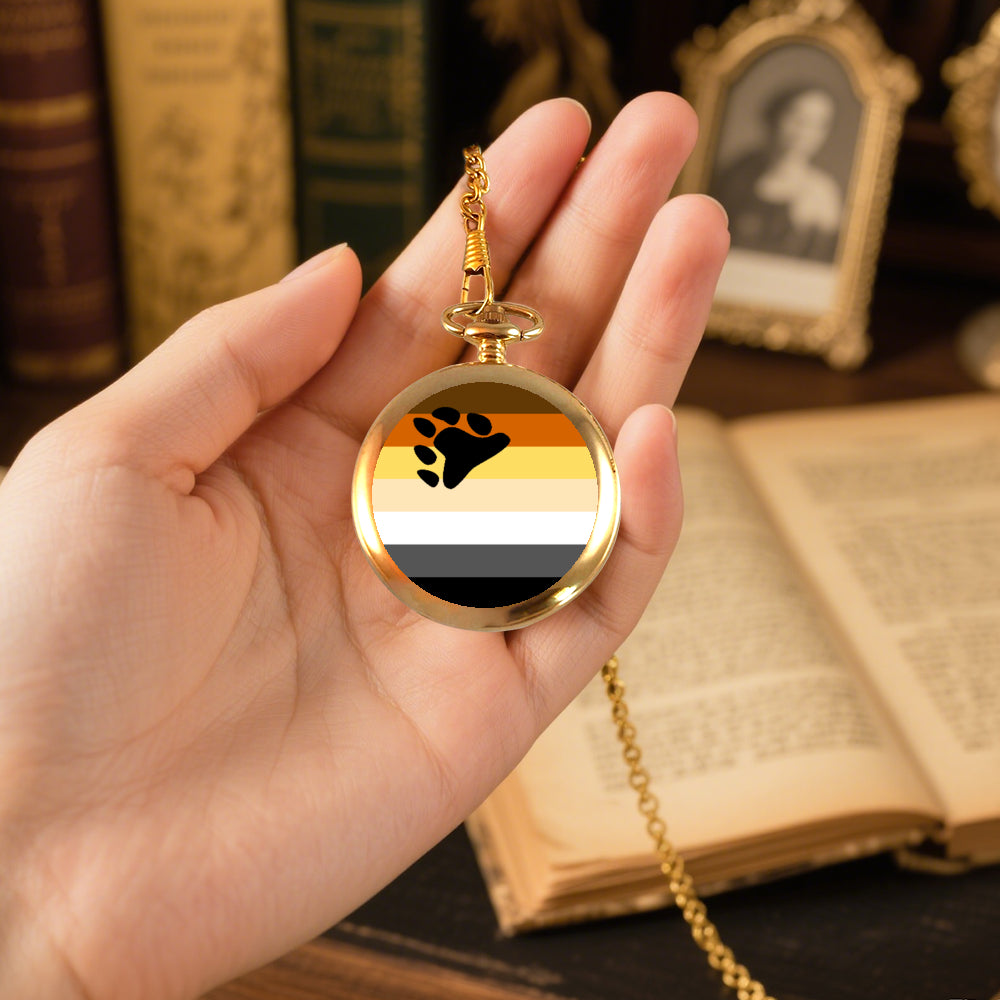 Bear Pride Flag Round Pocket Watch