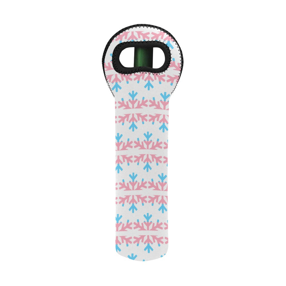 Transgender Pride Flag Snowflake Neoprene Wine Bag
