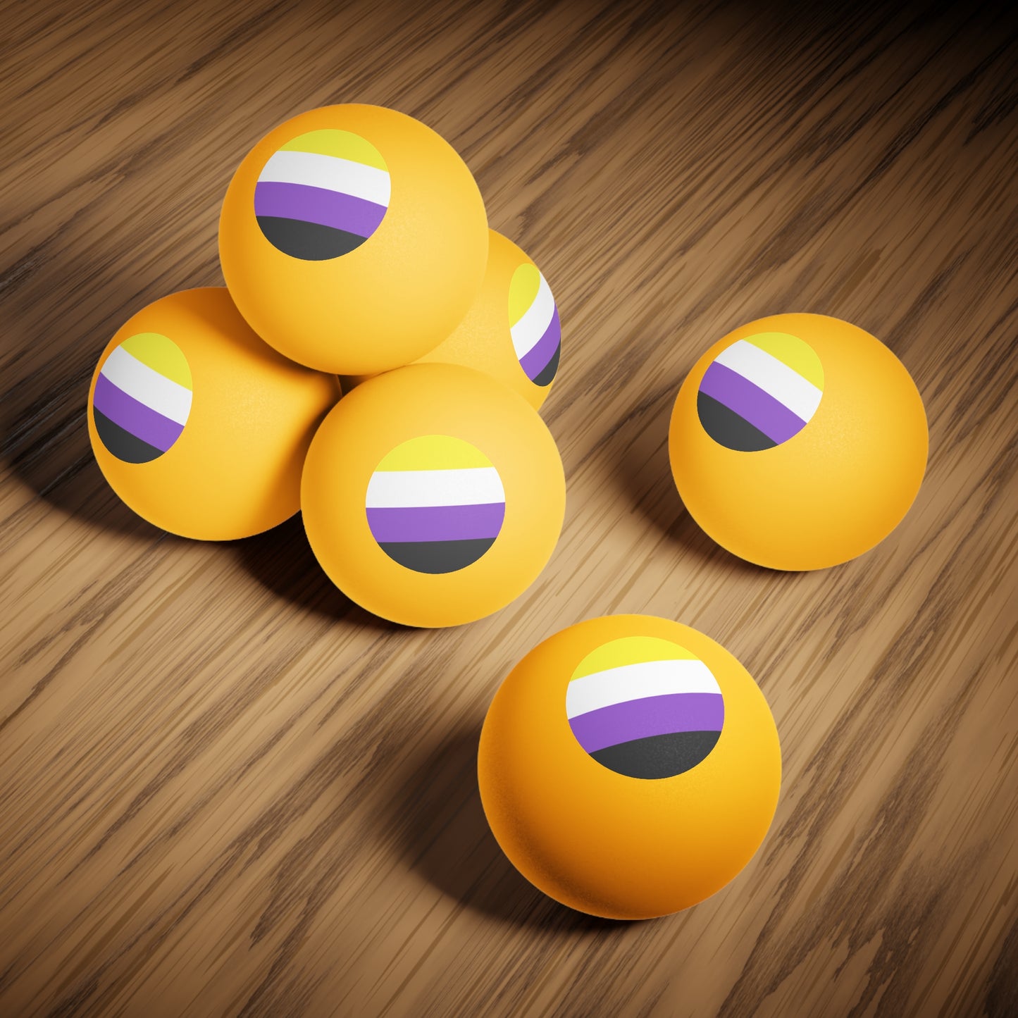 Non-Binary Pride Flag Ping Pong Balls - 6 pcs