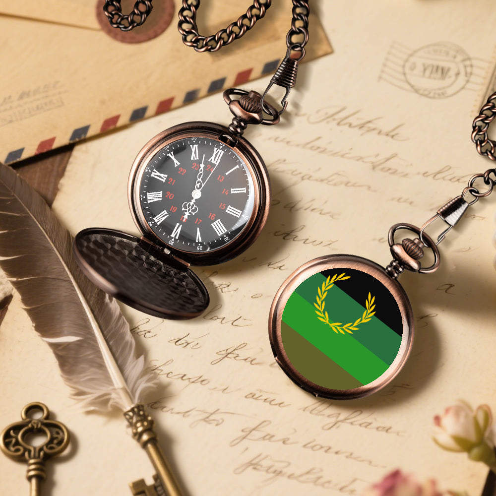 Military Fetish Pride Flag Round Pocket Watch