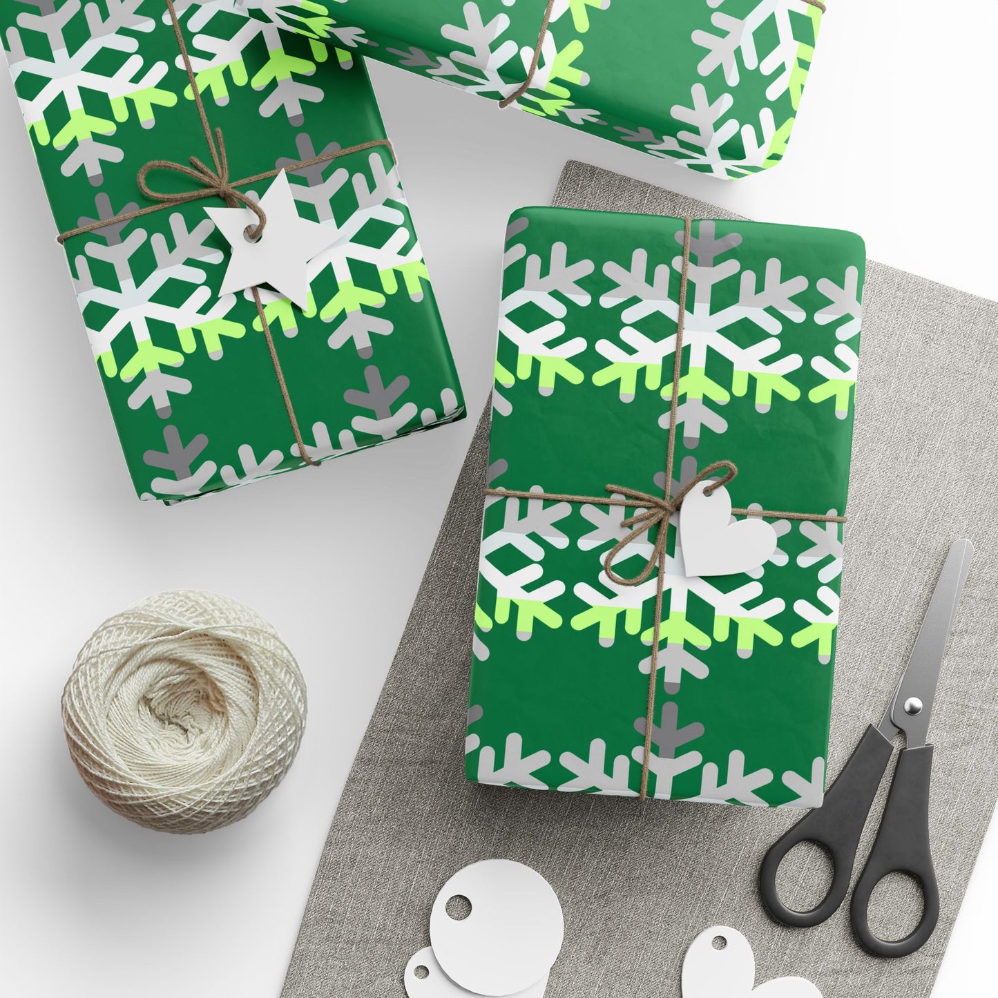 Demiagender Pride Flag Snowflake Wrapping Paper - Multiple Sizes/Finishes