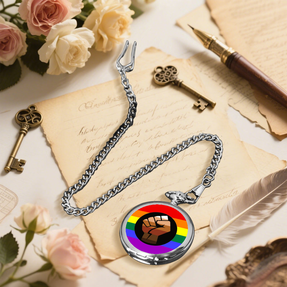 QPOC Pride Flag Round Pocket Watch
