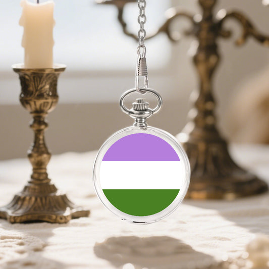 Genderqueer Pride Flag Round Pocket Watch