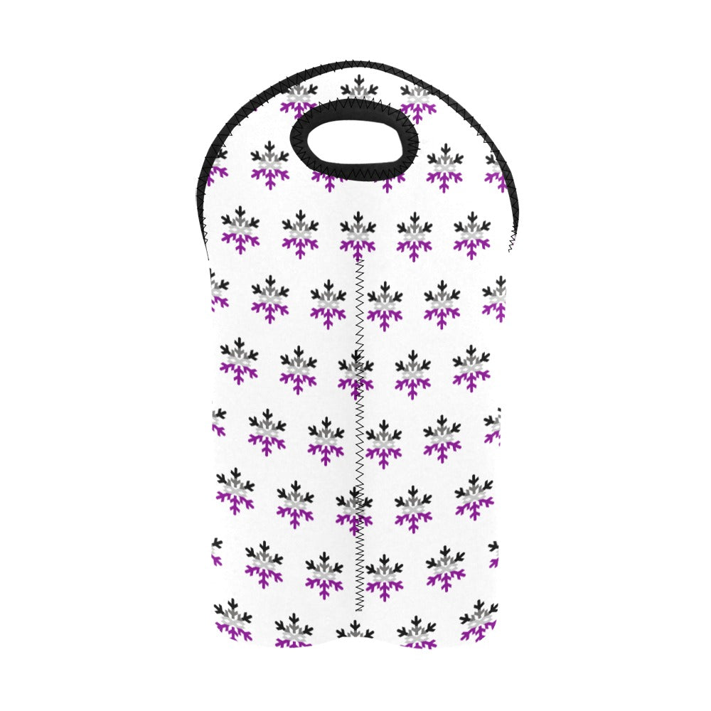 Asexual Pride Flag Snowflake 2-Bottle Neoprene Wine Bag