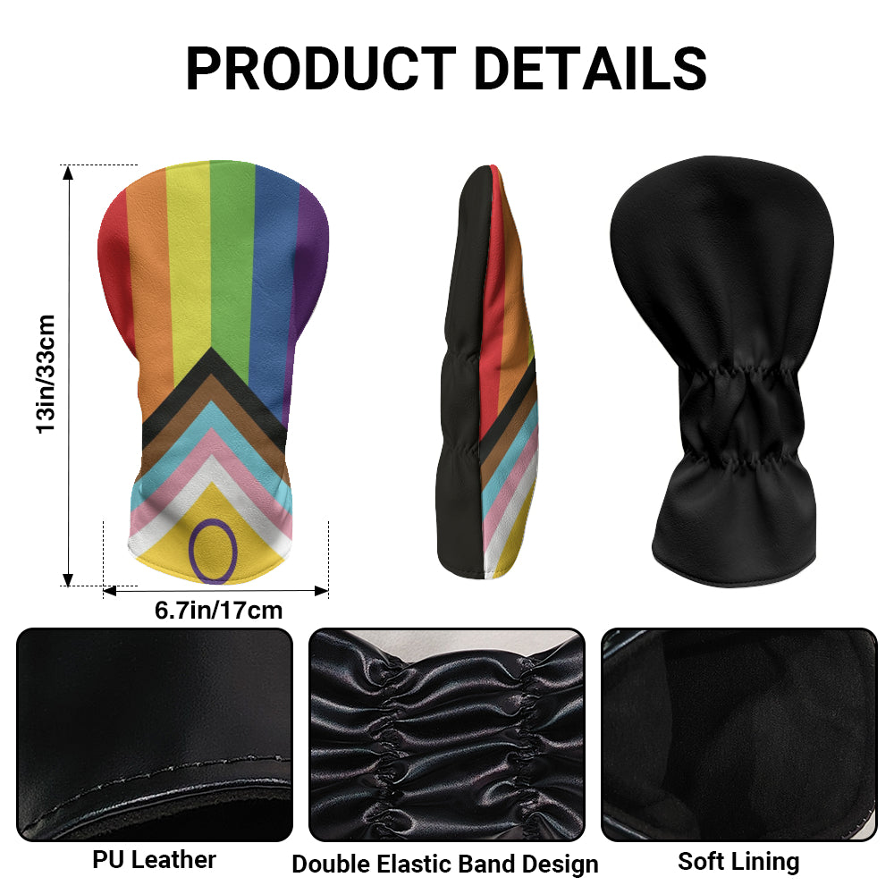 Inclusive Progress Pride Flag Golf Clubs Head Cover - 13" x 6.7"