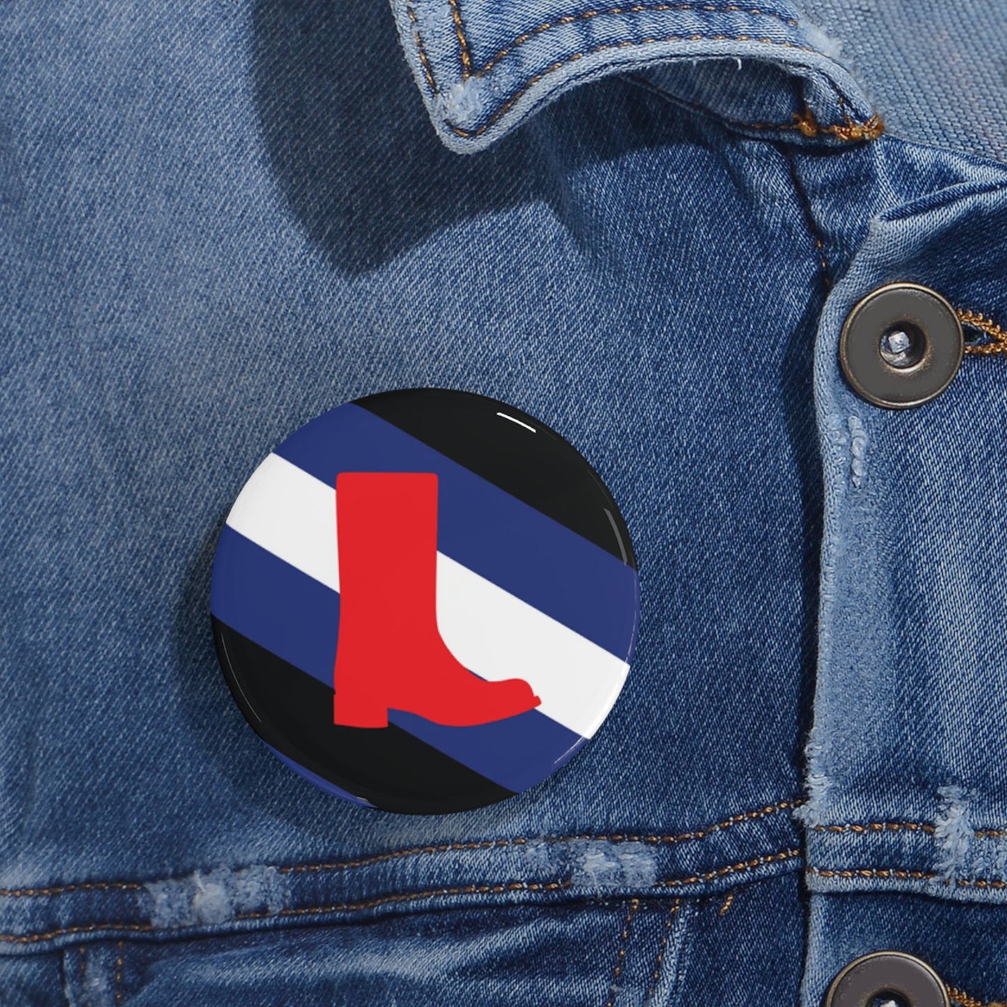 Boot Fetish Pride Flag Round Pins - Multiple Sizes