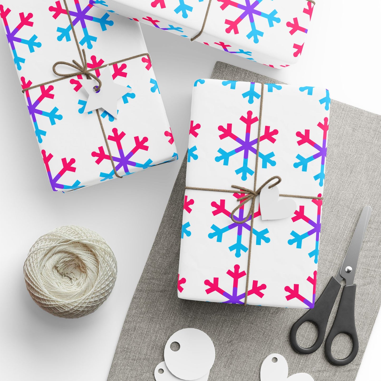 Androgyne Pride Flag Snowflake Wrapping Paper - Multiple Sizes/Finishes