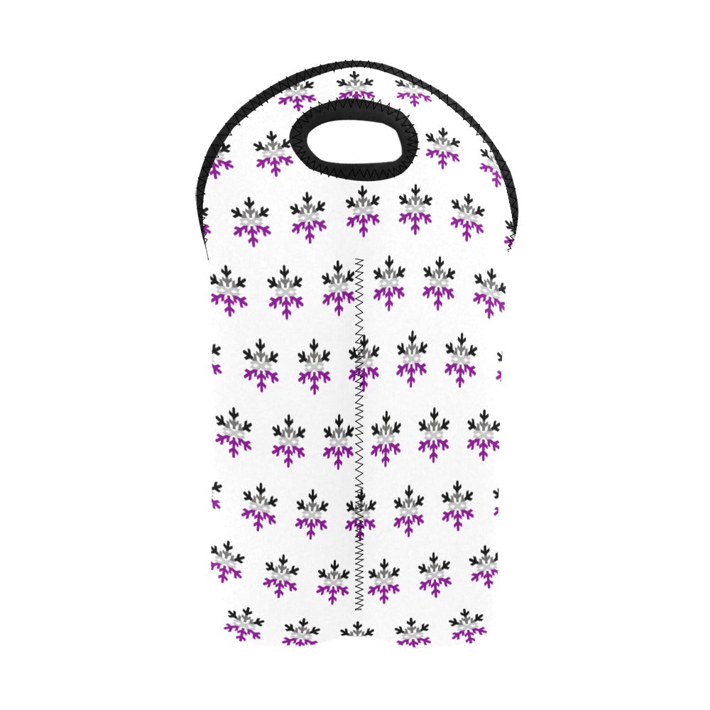 Asexual Pride Flag Snowflake 2-Bottle Neoprene Wine Bag
