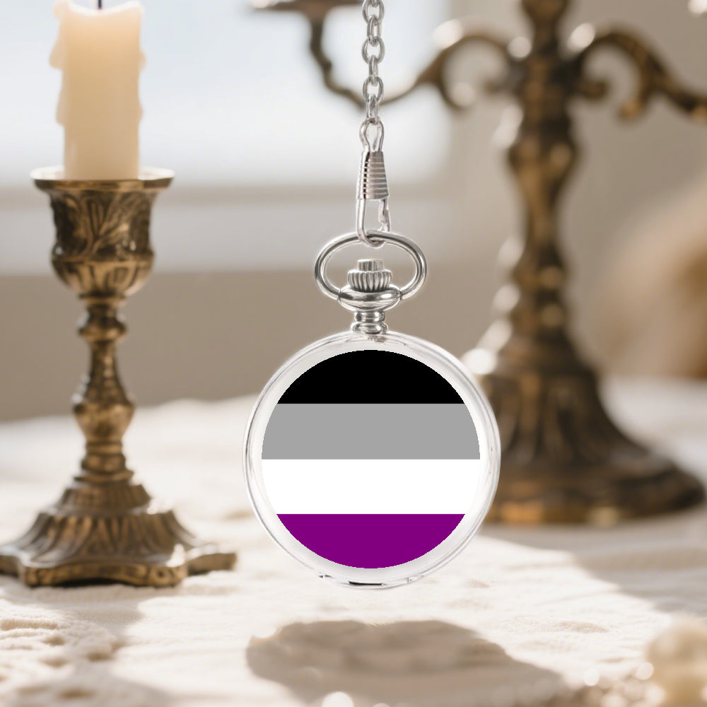 Asexual Pride Flag Round Pocket Watch