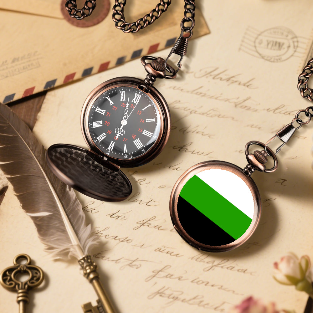 Neutrois Pride Flag Round Pocket Watch