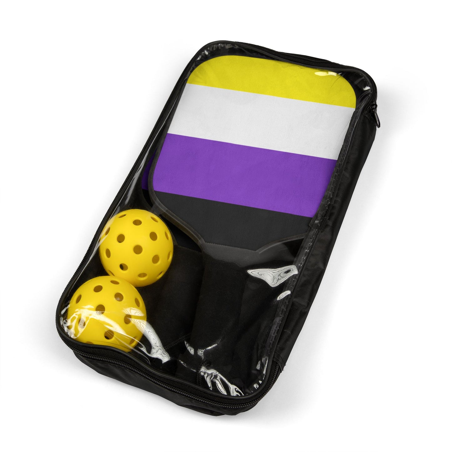 Non-Binary Pride Flag Pickleball Paddle Set