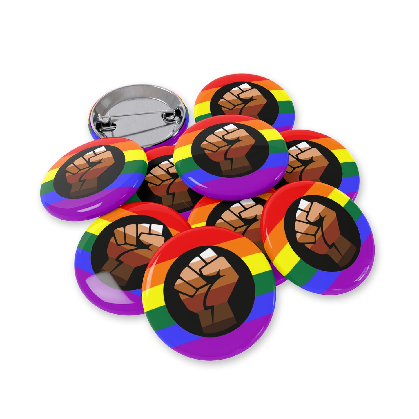 QPOC Pride Flag Round Pins - Multiple Sizes