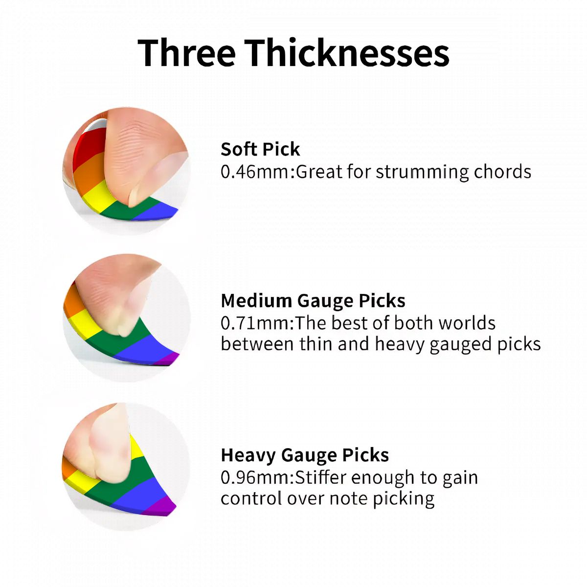 Rainbow Pride Flag Set of 6 Guitar Pick and Case - .46 mm, .71 mm or .96 mm