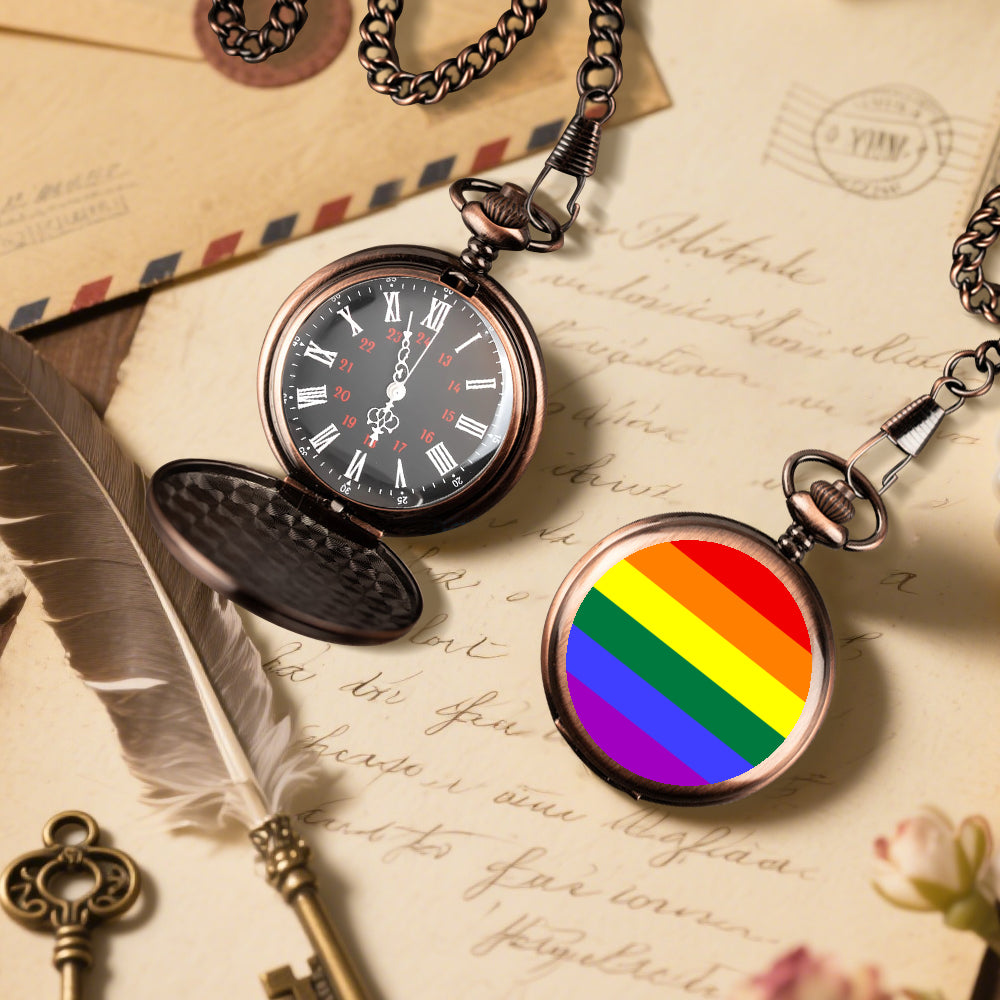 Rainbow Pride Flag Round Pocket Watch