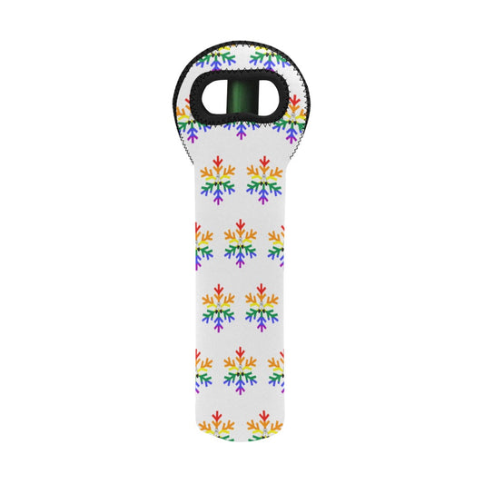 Two-Spirit Pride Flag Snowflake Neoprene Wine Bag