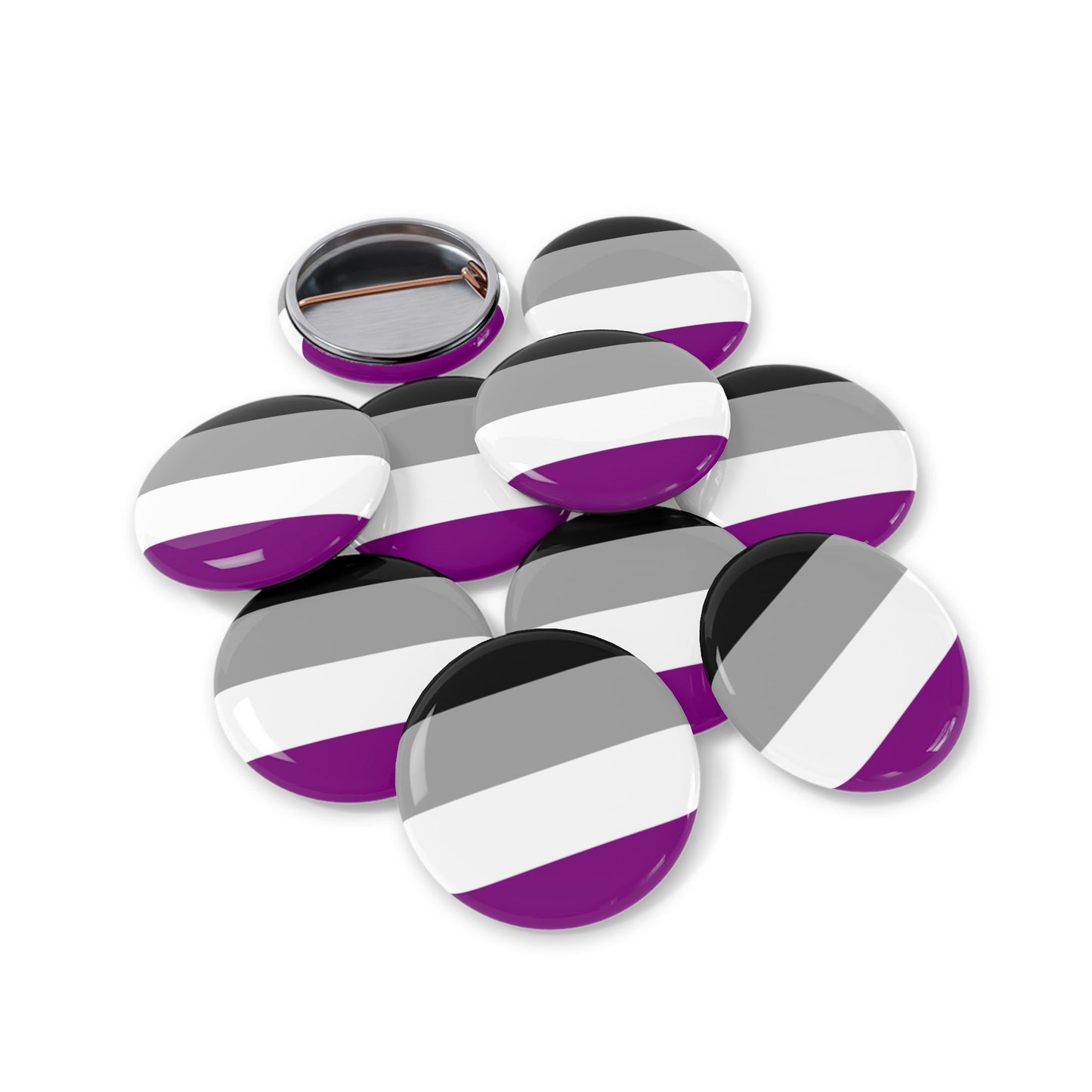 Asexual Pride Flag Round Pins - Multiple Sizes