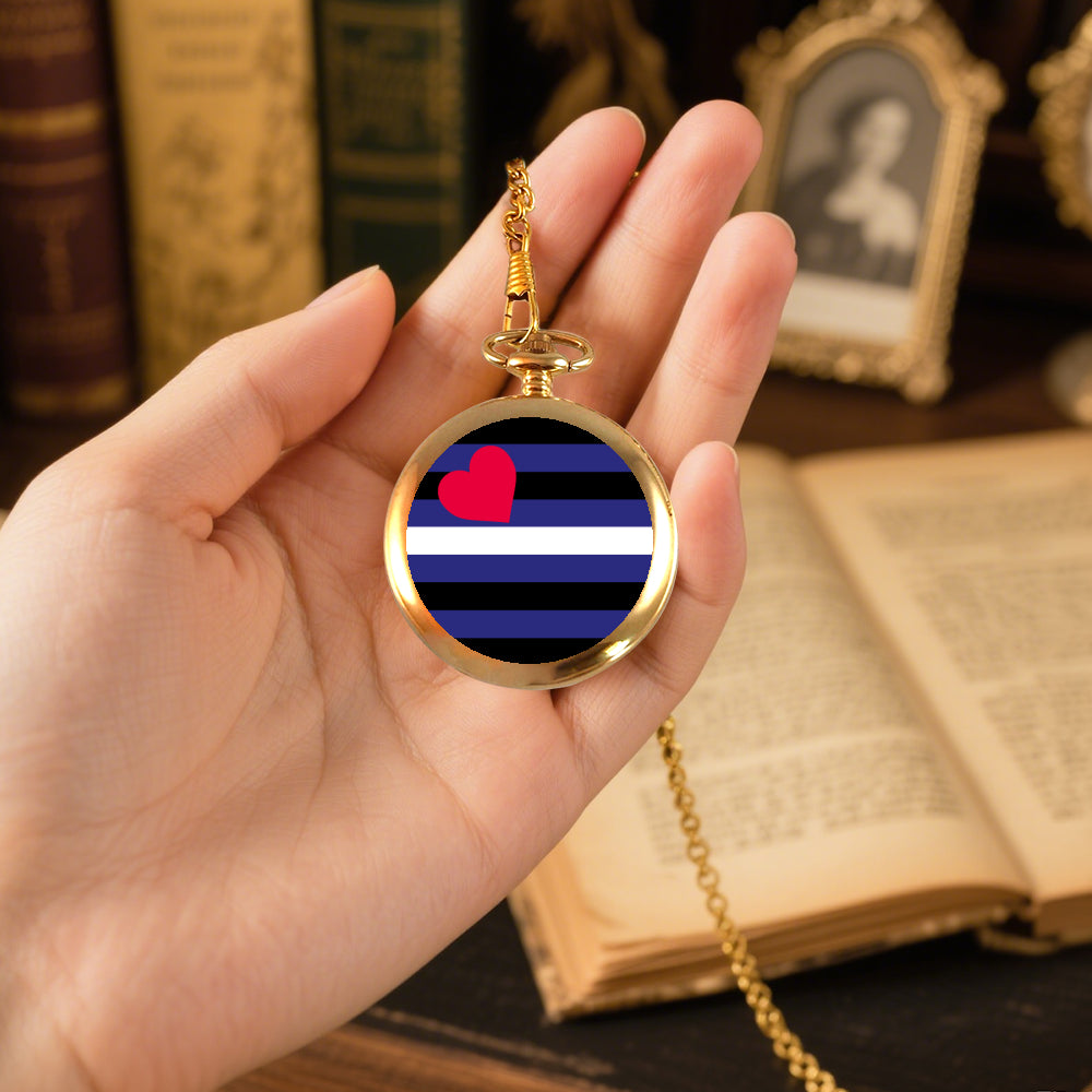 Leather Pride Flag Round Pocket Watch