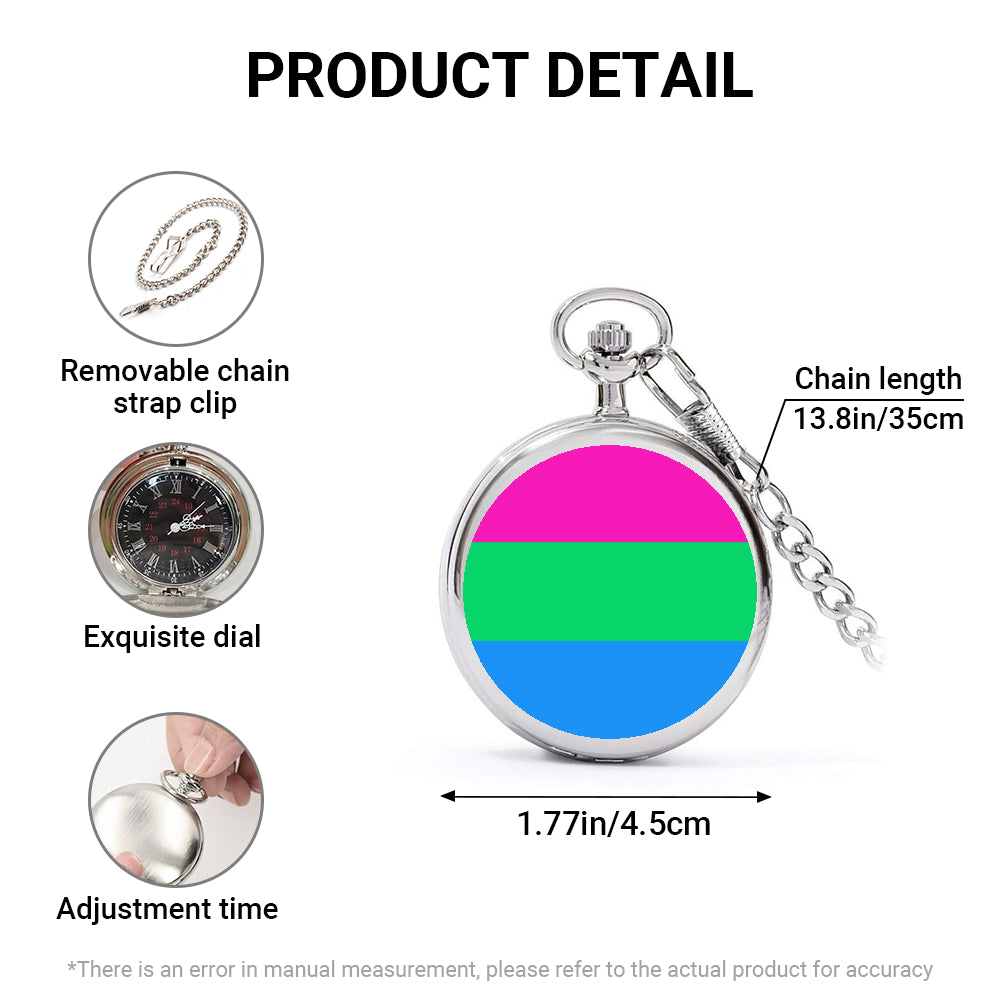 Polysexual Pride Flag Round Pocket Watch