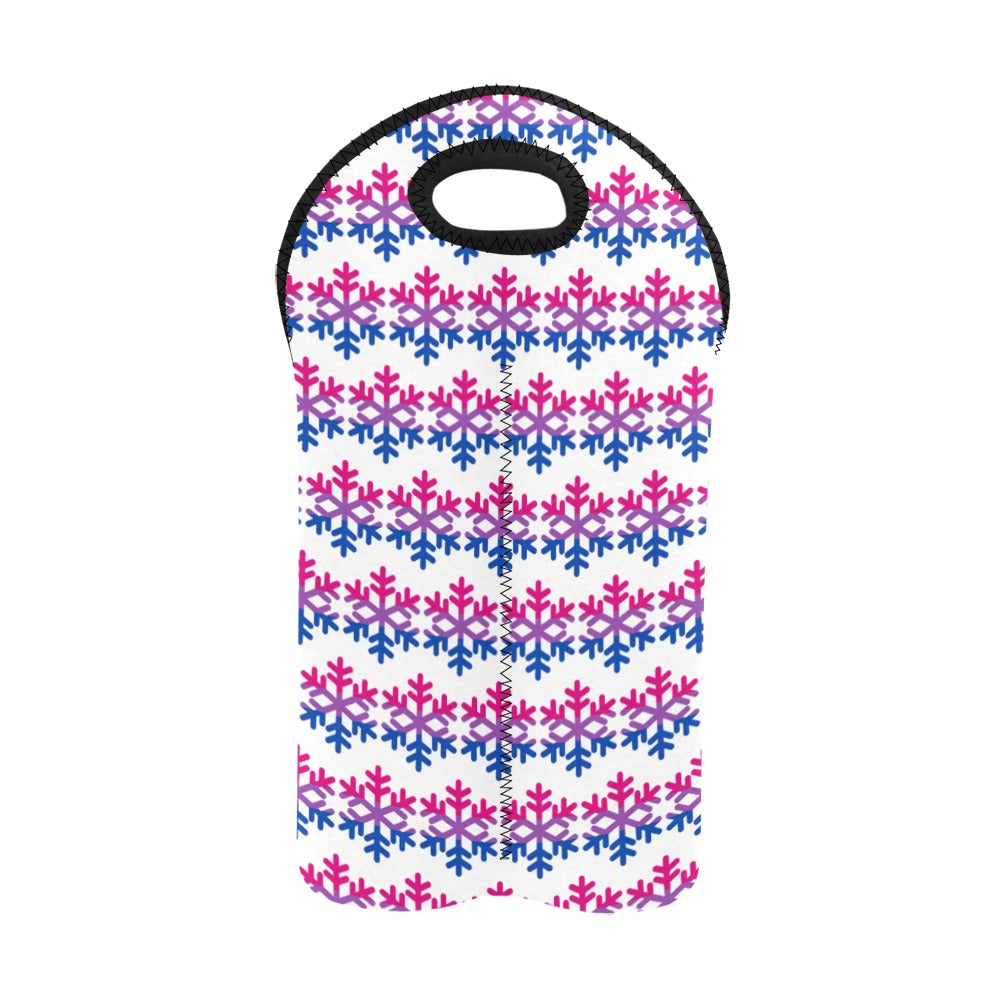 Bisexual Pride Flag Snowflake 2-Bottle Neoprene Wine Bag