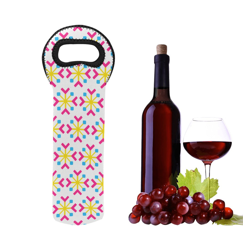 Pansexual Pride Flag Snowflake Neoprene Wine Bag Neoprene Wine Bag