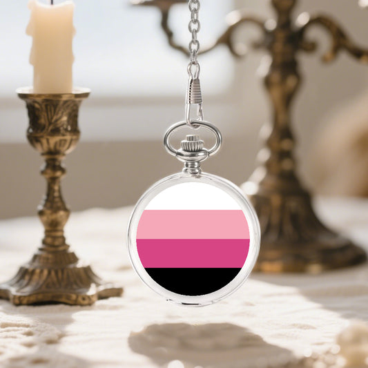 Transfeminine Pride Flag Round Pocket Watch