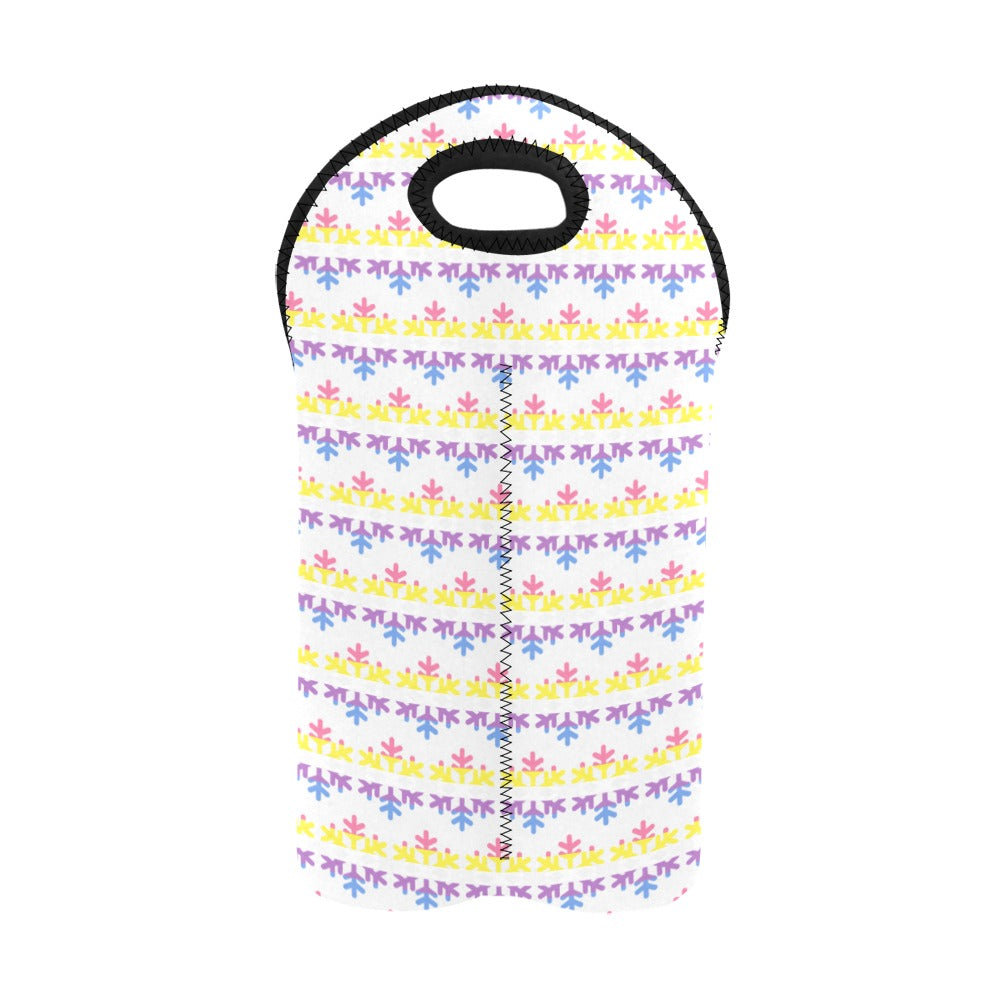 Bigender Pride Flag Snowflake 2-Bottle Neoprene Wine Bag