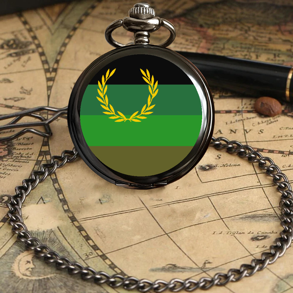 Military Fetish Pride Flag Round Pocket Watch