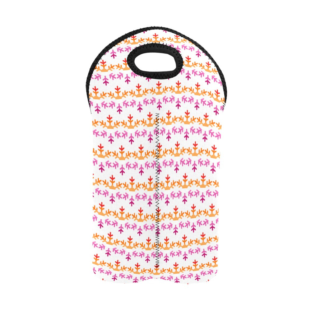 Lesbian Pride Flag Snowflake 2-Bottle Neoprene Wine Bag