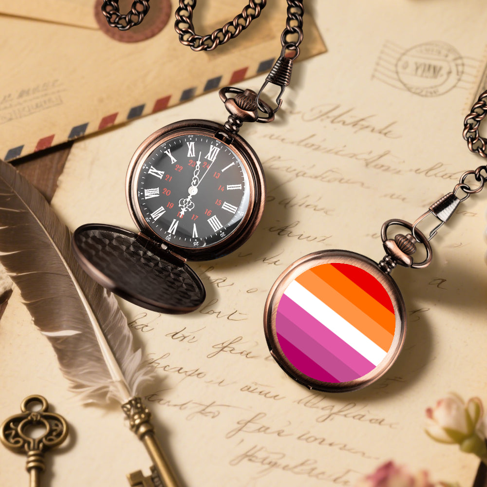 Lesbian Pride Flag Round Pocket Watch
