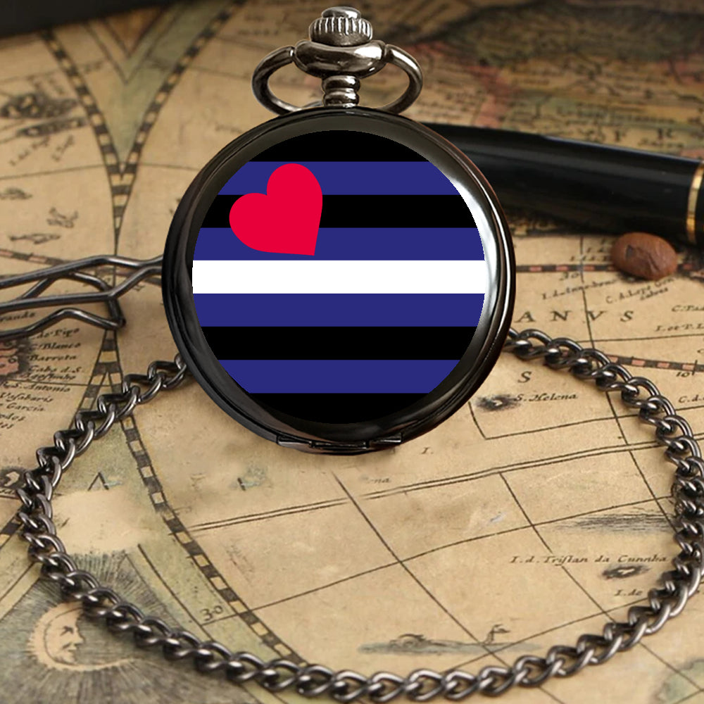 Leather Pride Flag Round Pocket Watch