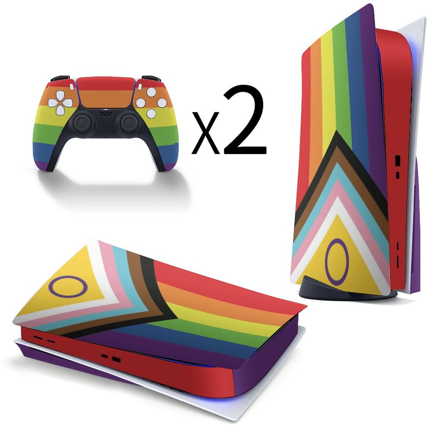 Inclusive Progress Pride Flag PS5 Game Console Sticker (Optical Drive Version)