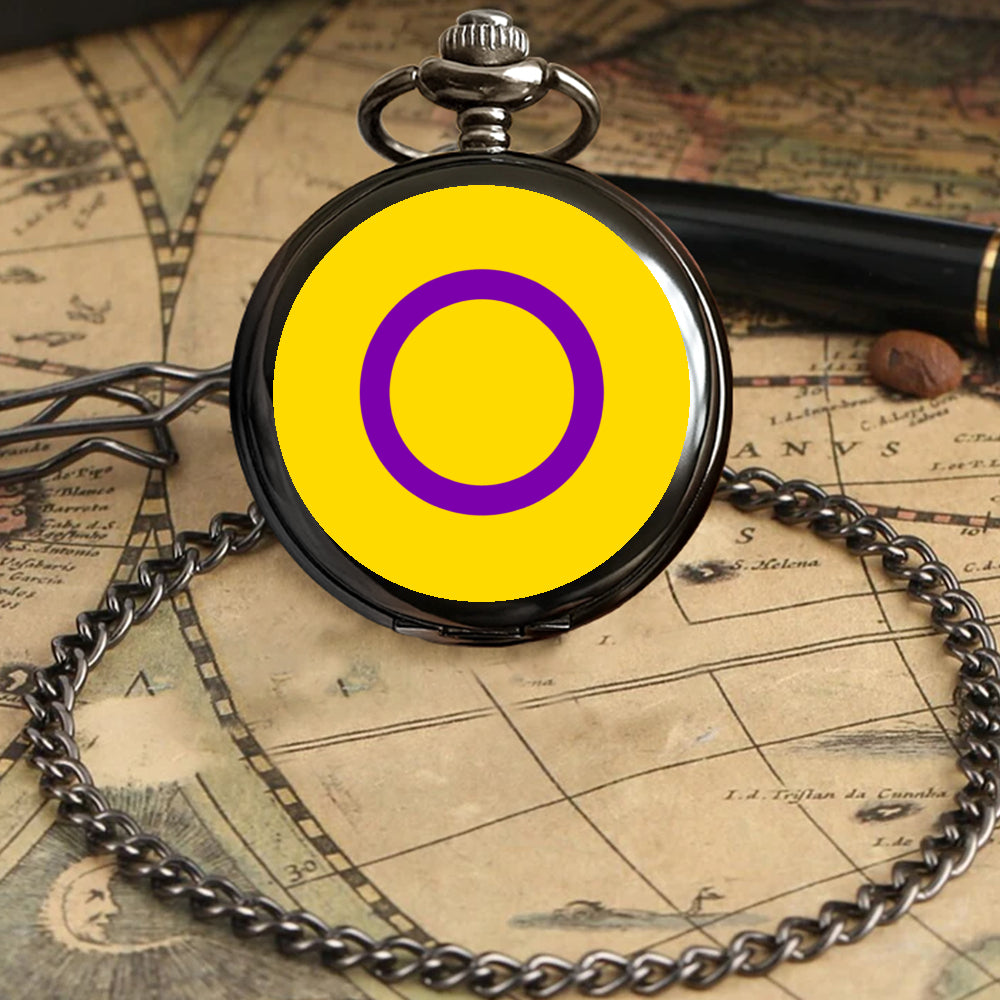 Intersex Pride Flag Round Pocket Watch
