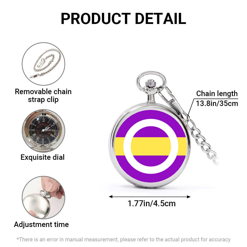 Intergender Pride Flag Round Pocket Watch