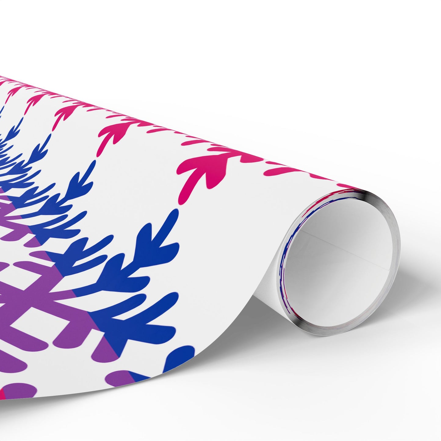Bisexual Pride Flag Snowflake Wrapping Paper - Multiple Sizes/Finishes