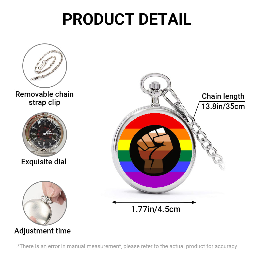 QPOC Pride Flag Round Pocket Watch