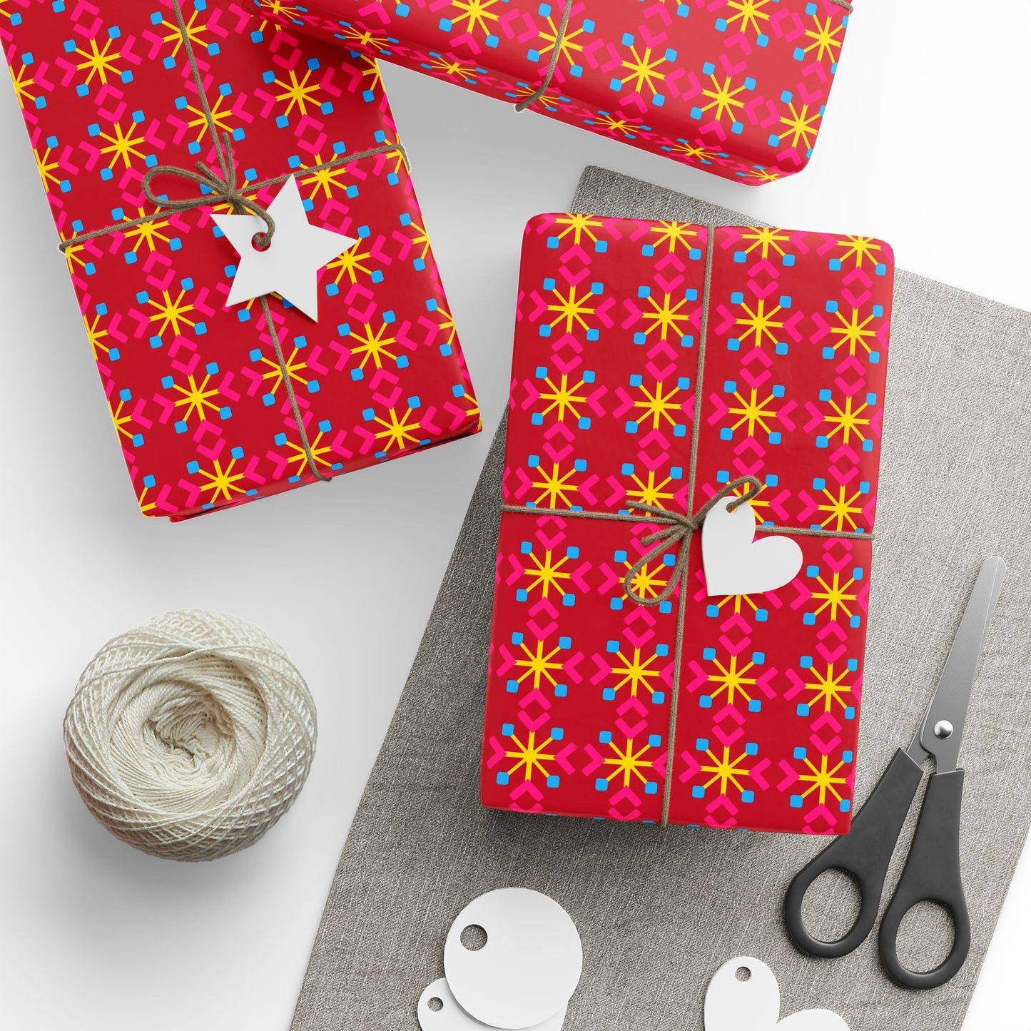 Pansexual Pride Flag Snowflake Wrapping Paper - Multiple Sizes/Finishes