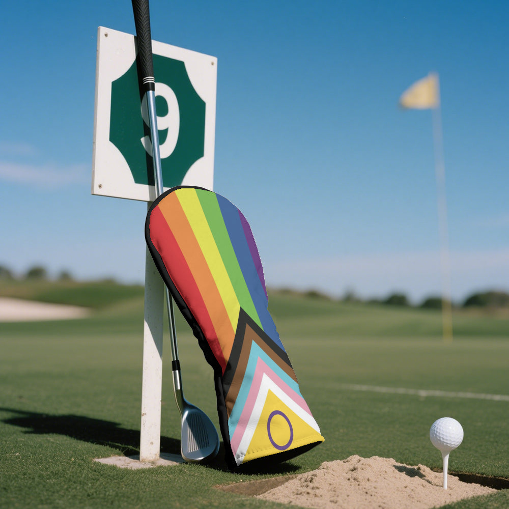 Inclusive Progress Pride Flag Golf Clubs Head Cover - 13" x 6.7"