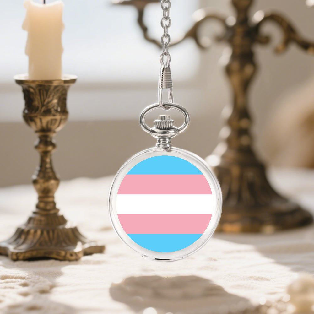 Transgender Pride Flag Round Pocket Watch