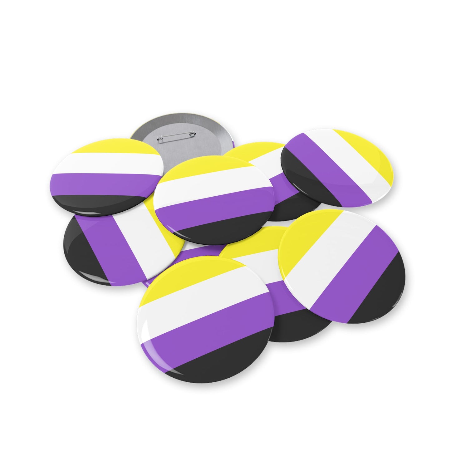 Non-Binary Pride Flag Round Pins - Multiple Sizes