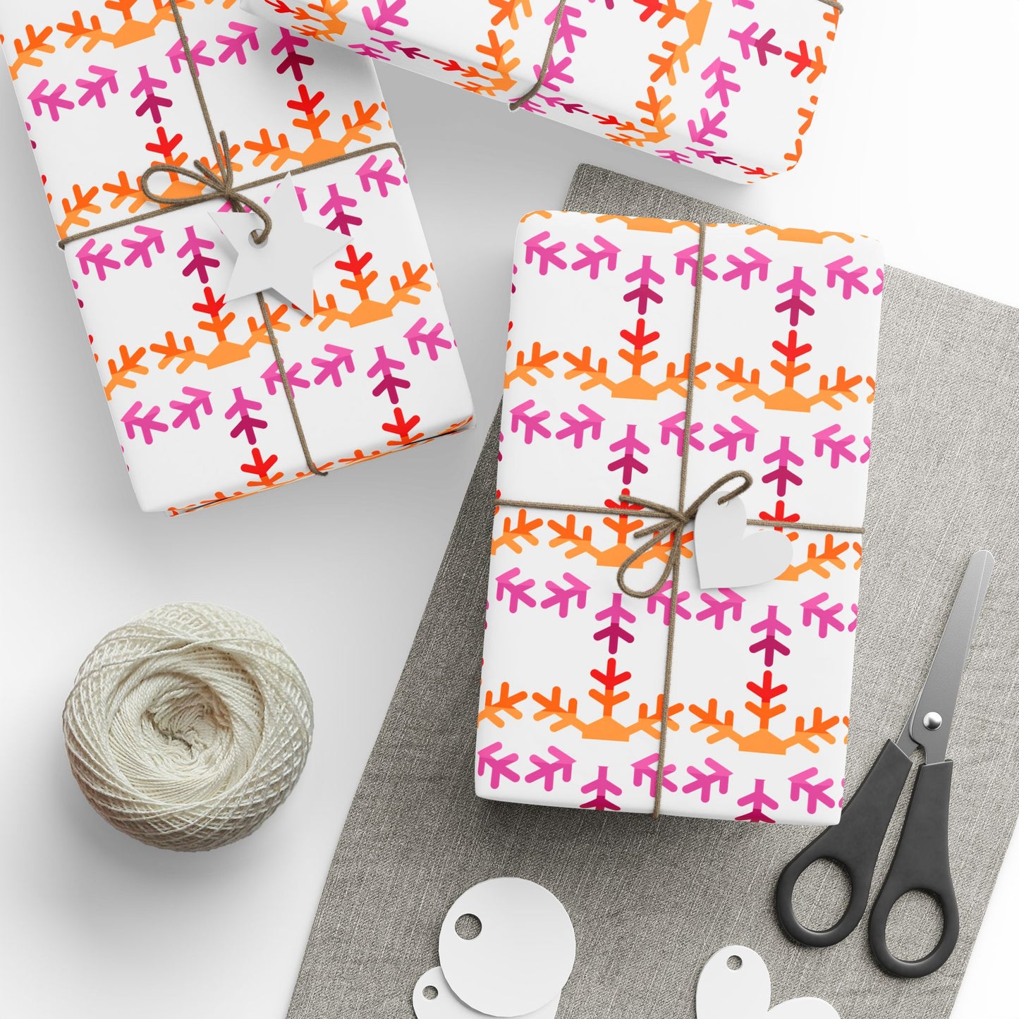 Lesbian Pride Flag Snowflake Wrapping Paper - Multiple Sizes/Finishes